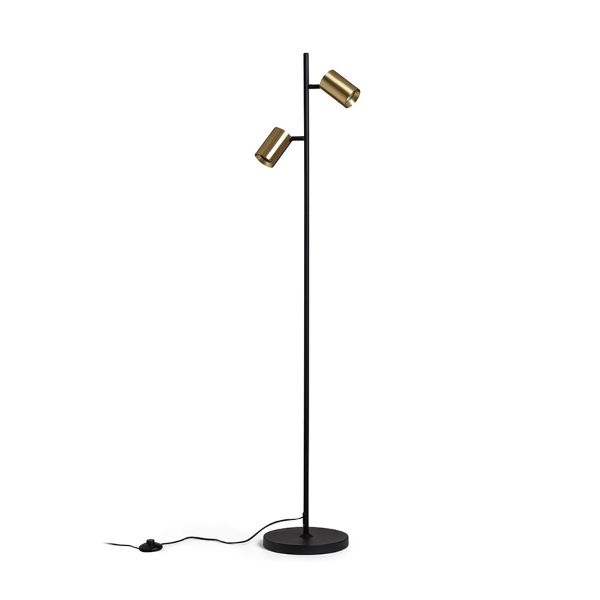 FLYNN II állólámpa  fekete/szálcsiszolt sárgaréz 230V LED GU10 2x9W