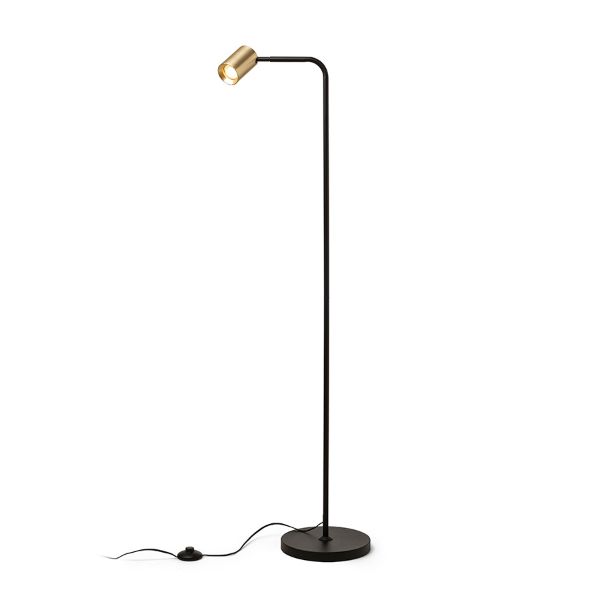 FLYNN I állólámpa  fekete/szálcsiszolt sárgaréz 230V LED GU10 9W