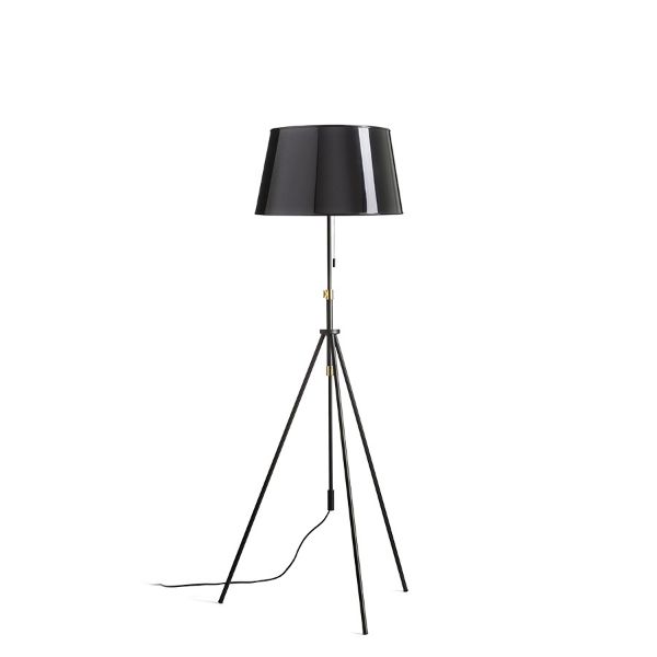 LUTON/RIDICK állólámpa csillogó fekete arany fólia/fekete/fém 230V LED E27 15W