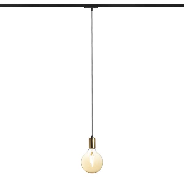 ARAQ egy áramkörös sínen függő lámpa  szálcsiszolt sárgaréz/fekete 230V LED E27 15W