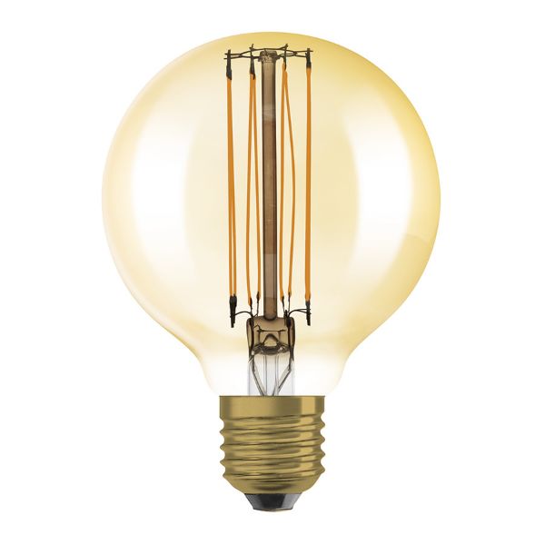 OSRAM Globe 80 DIMM borostyán 230V E27 LED EQ60 2200K